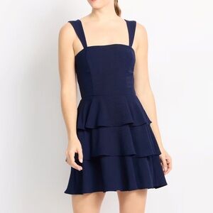 Nine Britton Dress Women’s Size Large Navy Blue Abby Ruffle Mini Stitch Fix NWT